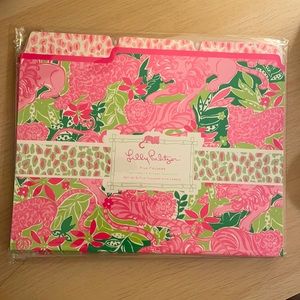 NEW Lilly Pulitzer set of 6 file folders with labels “animal crackers” pattern